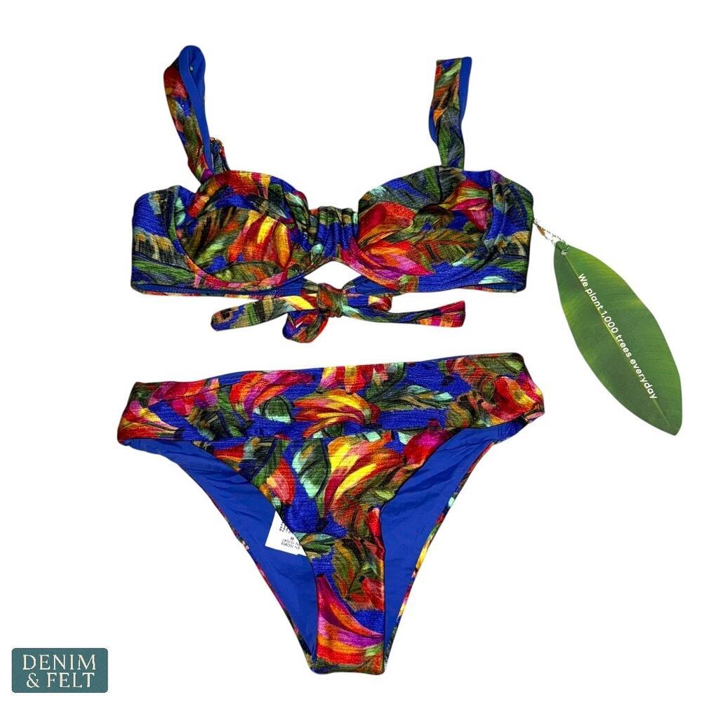 Farm Rio Banana Mix‎ Bikini Set S Top M Bottom Tropical Print Colorful NEW/NWT